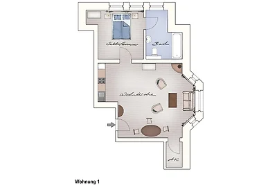 Ferienwohnung 1 direkt am Wasser im