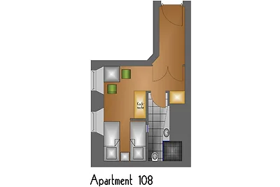 Einzelzimmer mit Küchenniesche