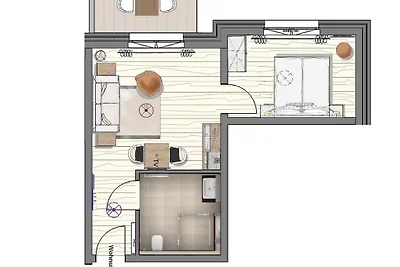 2-Raum-Appartement mit Balkon für