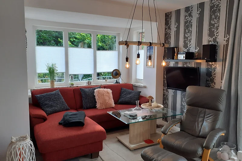 Wohnzimmer mit integrierter Küche