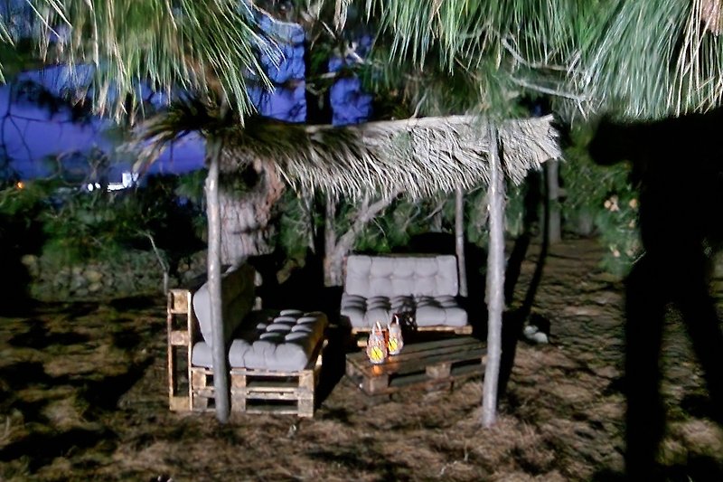 Lounge im Pinienwald unter dem Palmendach