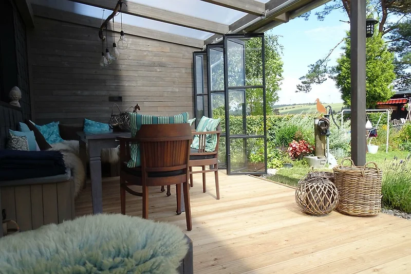 Overdekt terras met portiek