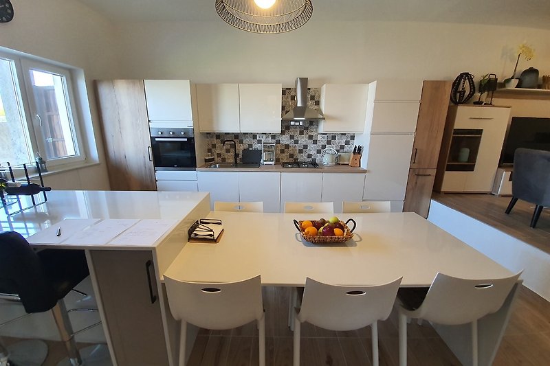 Kitchen and Island Dining Area