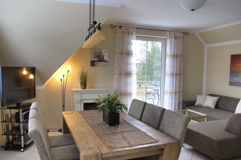 Woonkamer met open haard
