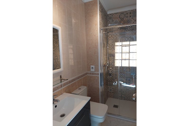 Prachtige vernieuwde badkamer met regendouche