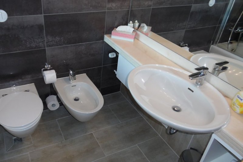 Bad bidet and real glass partition