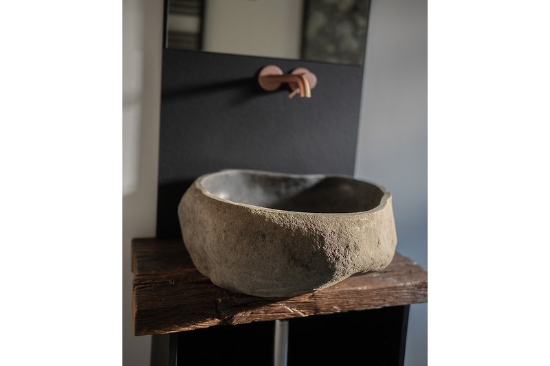 Bathroom details: Stone sink