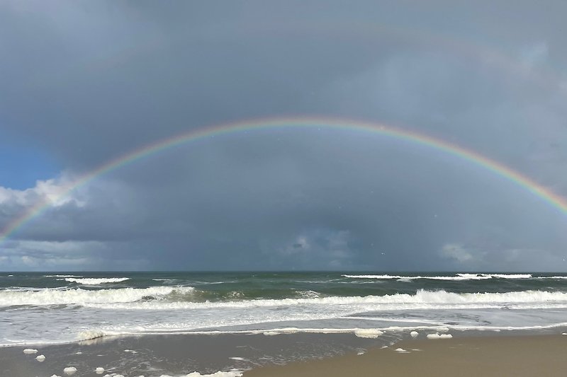 Der breite Sandstrand von Sint Maartenszee ist fußläufig durch die Dünen erreichbar.