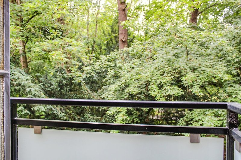 ein zweiter (kleiner) Balkon- Zutritt von der Küche mit Ausblick in den Kurpark