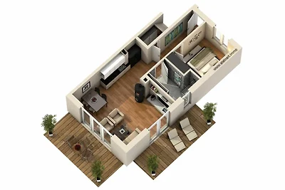 Eckapartment mit 2 Terrassen mit Parkplatz am...