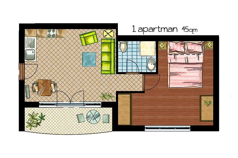 Appartement 1 - Grundriß