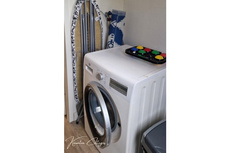 washing machine, dryer, drying rack, outdoor games, everything is available @ kawatea-cottages