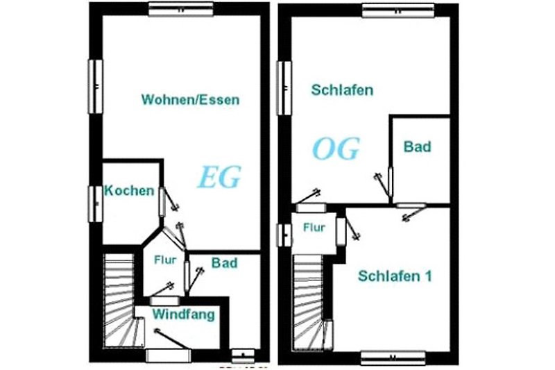 Grundriss Erdgeschoss und Obergeschoss