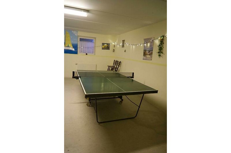 Tischtennisplatte im Keller der Ferienwohnungen in Burgstaaken