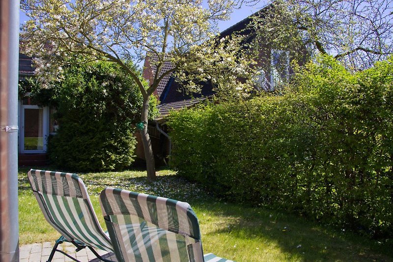 Gartenliegen an der Terrasse der Inselblume 27