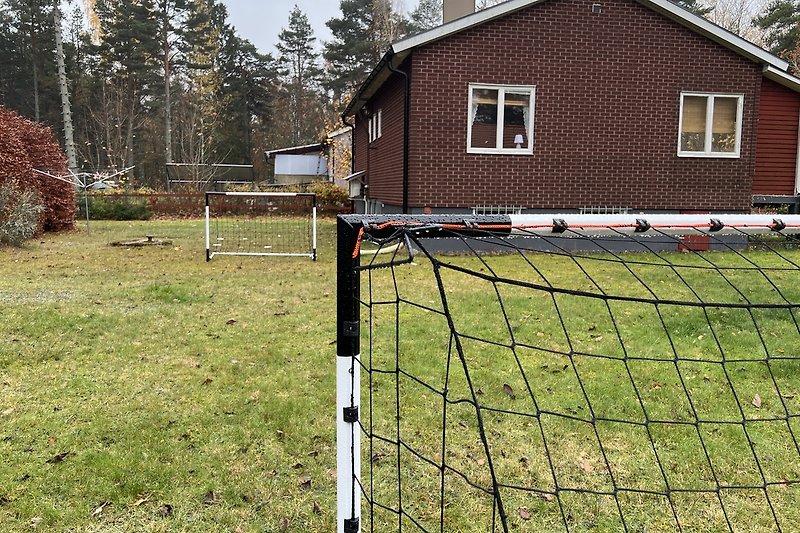 Around the shed you will find all kinds of toys and soccer goals for the children