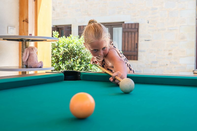 A fun-filled billiard area with a pool table