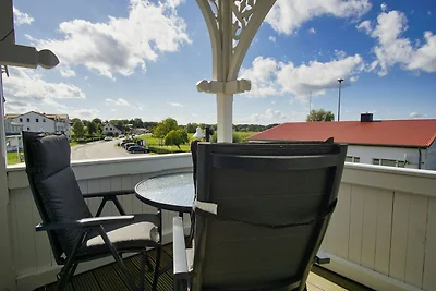 Haus Concordia FeWo13: Balkon, Boddenblick