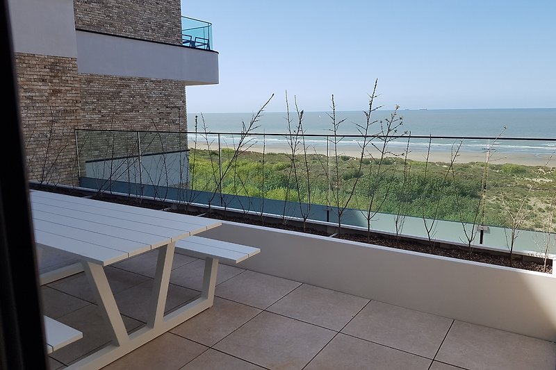 Communal balcony and lounge with sea view