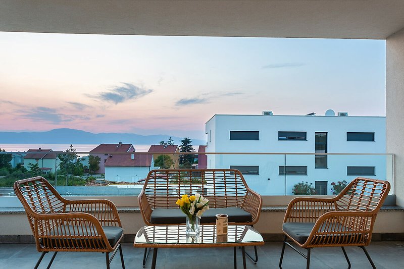 Modern new build villa with stylish design, large windows and sea views.