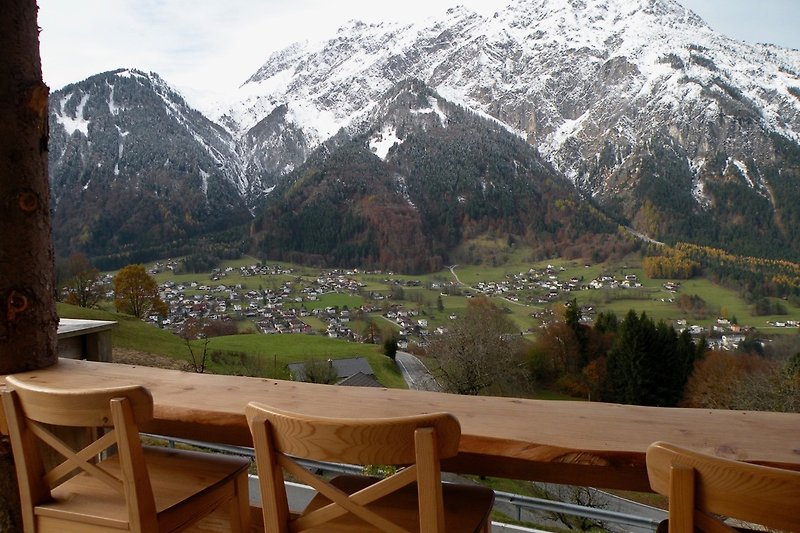 A picturesque mountain retreat with stunning views of snow capped mountains, Vandans village and back to Bludenz
