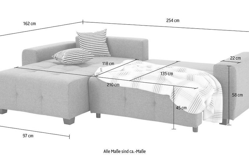 Masse Original Sofa mit Ausziehsofa