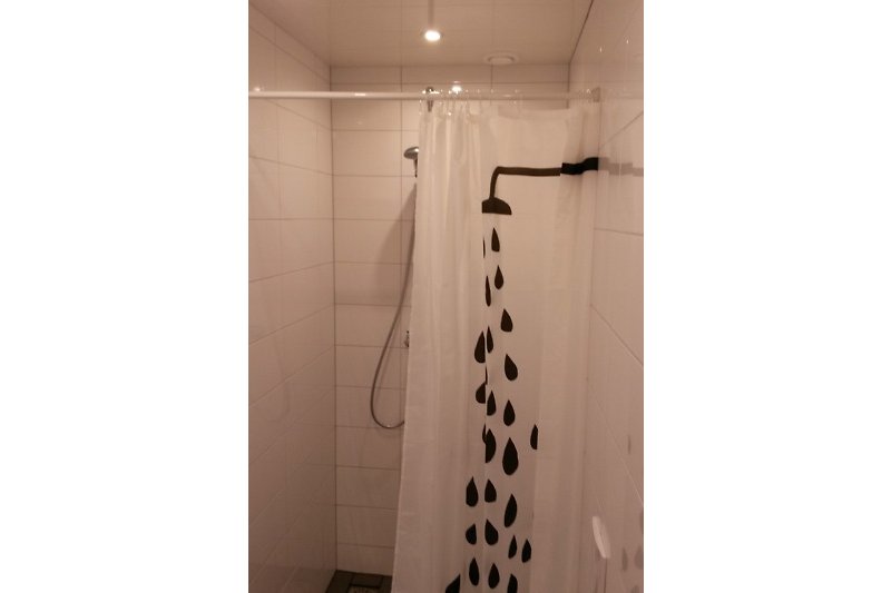 Modernes Badezimmer mit stilvoller Dusche, Glaswand und Metallarmaturen.
