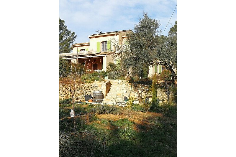 Ferienwohnung rechts im Bild hinter dem Olivenbaum