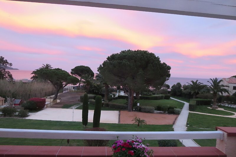 Evening atmosphere, panoramic view of the sea from the balcony