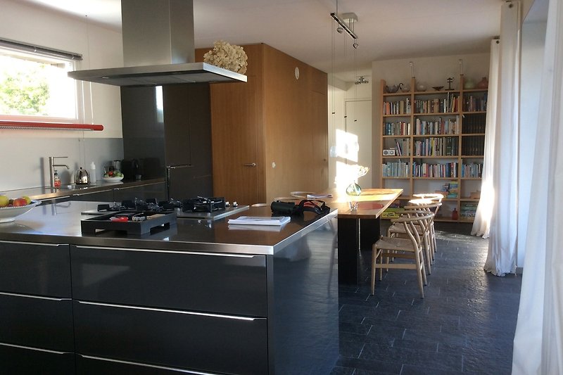Moderne Küche mit ,inductionskochfeld auf Kochinsel .