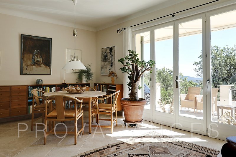Fenster, Tisch, Stuhl und Pflanze - stilvolle Einrichtung.