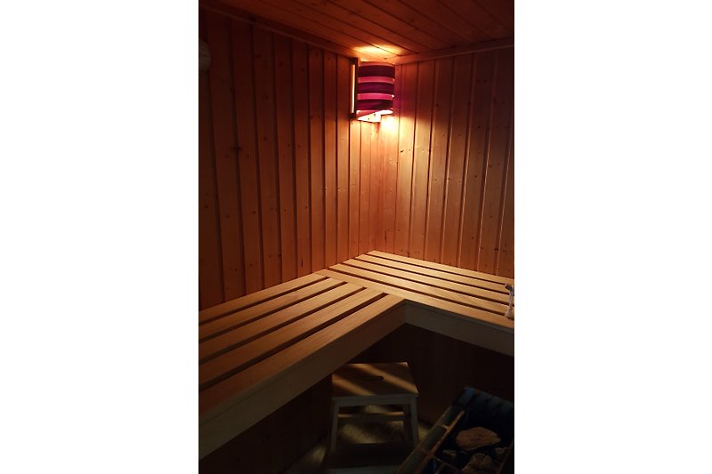 Eine Sauna mit Dusche und Waschbecken im EG bietet Entspannung pur
