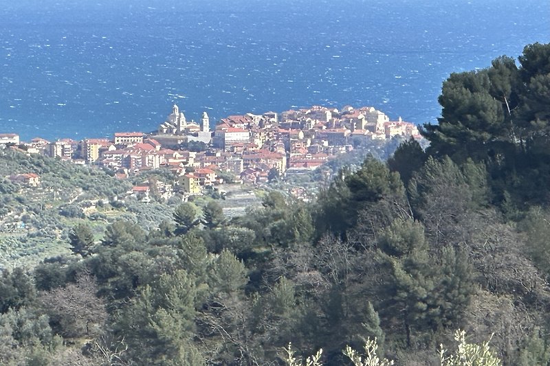 Blick ins Tal auf Porto Maurizio und das Meer