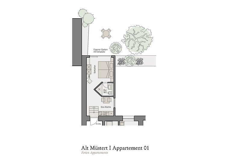 Appartement 01 - 2 Personen - eigener Garten mit Grillplatz - Mosel 50m
