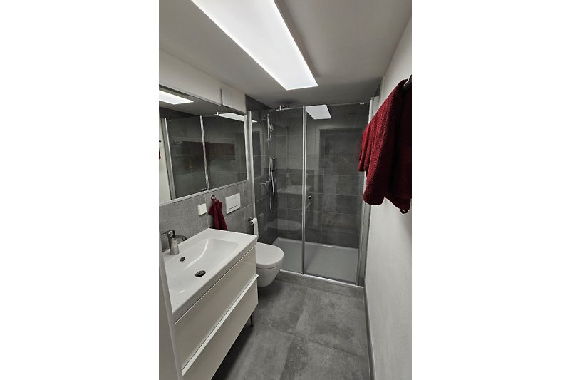 Bathroom with floor-level access to the shower