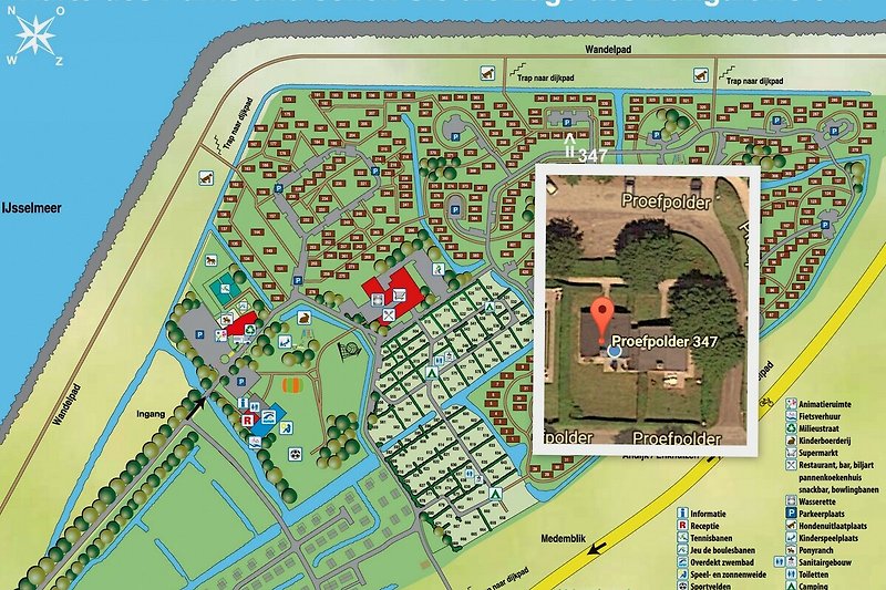 Park plattegrond met bungalow positie