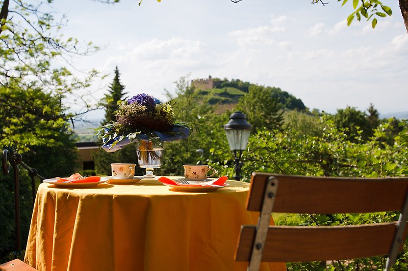 Aussensitzplatz mit Burgblick und Fernsicht