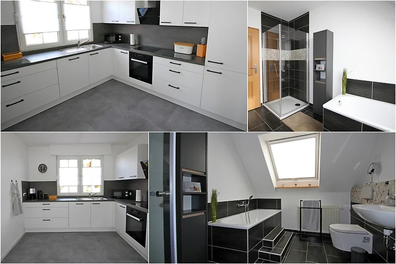 Moderne Küche, Tageslichtbad mit Dusche & Badewanne