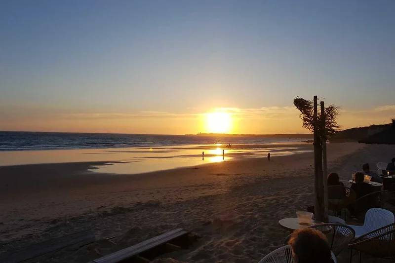 Sonnenuntergang am Strand mit Palmen und Meerblick erleben.