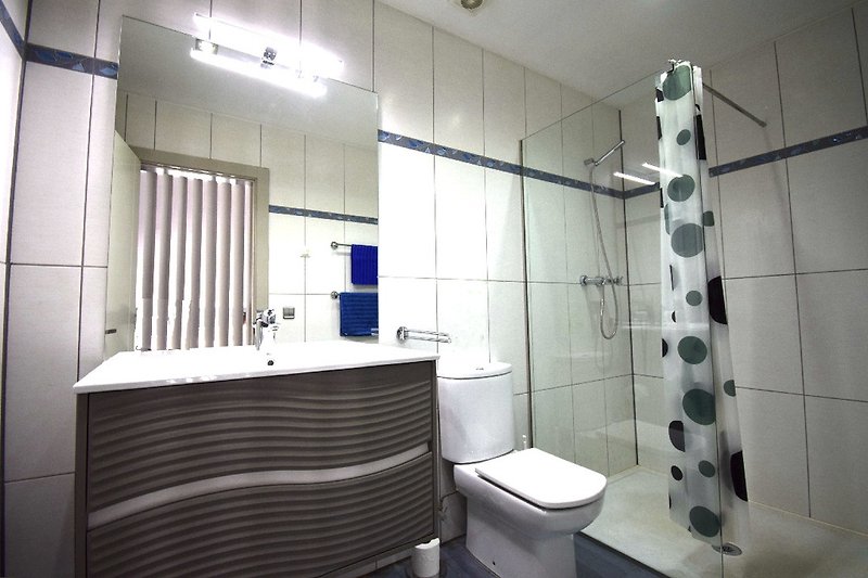 1 Badezimmer mit ebenerdiger XL-Dusche und WC