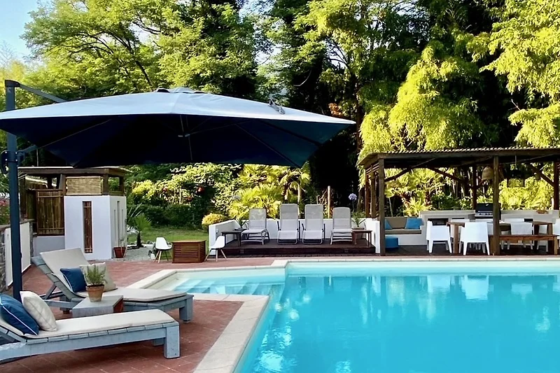 Pool, Sonnenliegen, Schirm und Palmen – Urlaub im Eco-Resort!