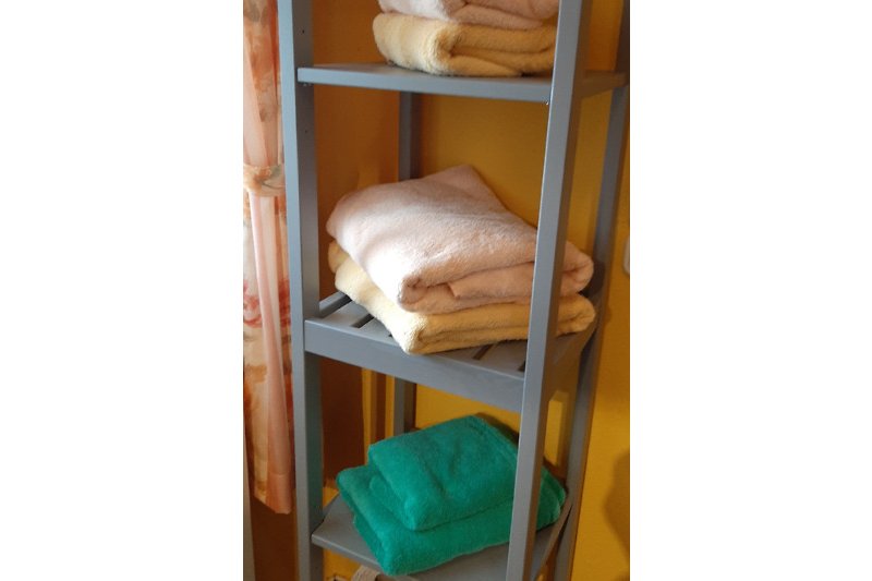 Sanitärbereich, auf Wunsch mit Dusch-und Handtüchern