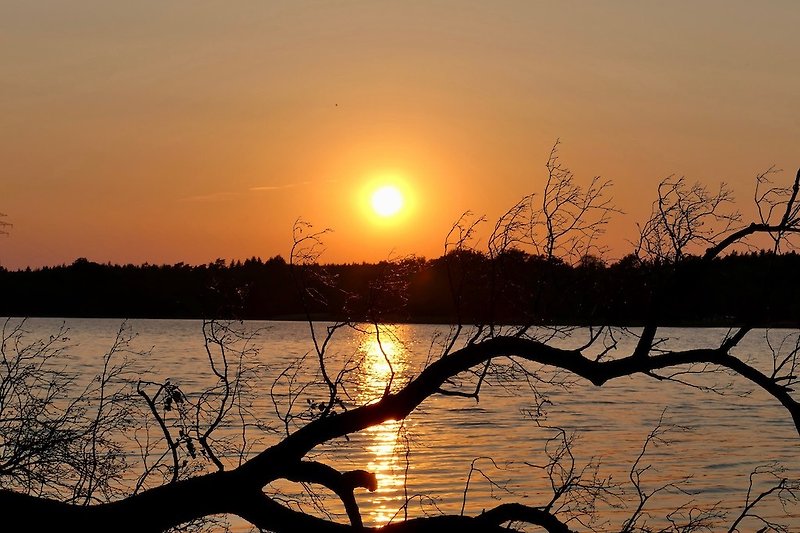 Sonnenuntergang in einer Bucht des Drewensee genießen