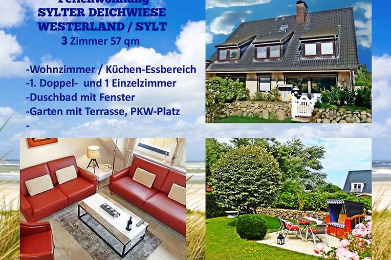 Schönes Ferienhaus mit Garten und Terrasse mit Sitzecke und Grill