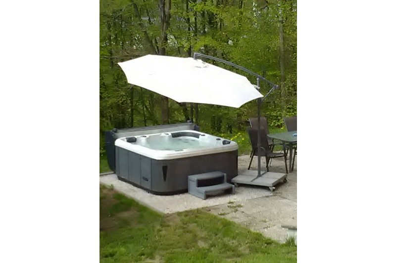 Outdoor hot tub on terrace