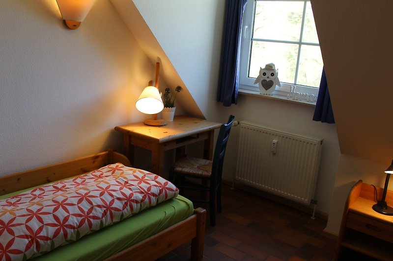 Das Schlafzimmer mit zwei Einzelbetten