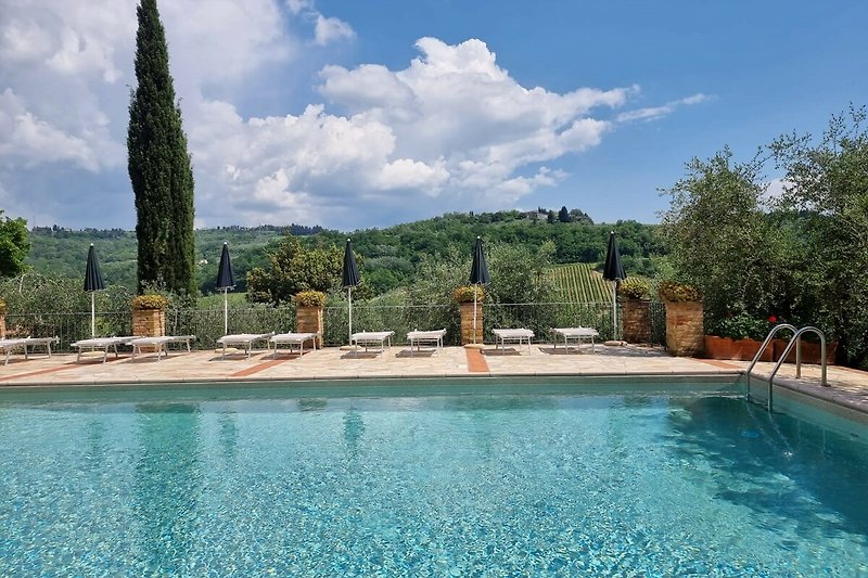 Poolbereich des Anwesens Poggio Ai Monti