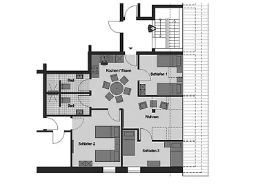 80qm ,3 Schlafzimmer, 2 Bäder
