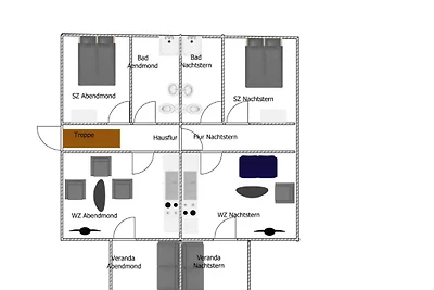 Fewo Abendmond mit 2 Schlafzimmer