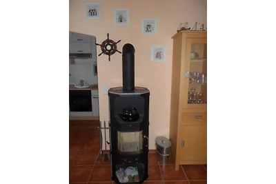 Fhaus Wattläufer, Sauna, Kaminofen